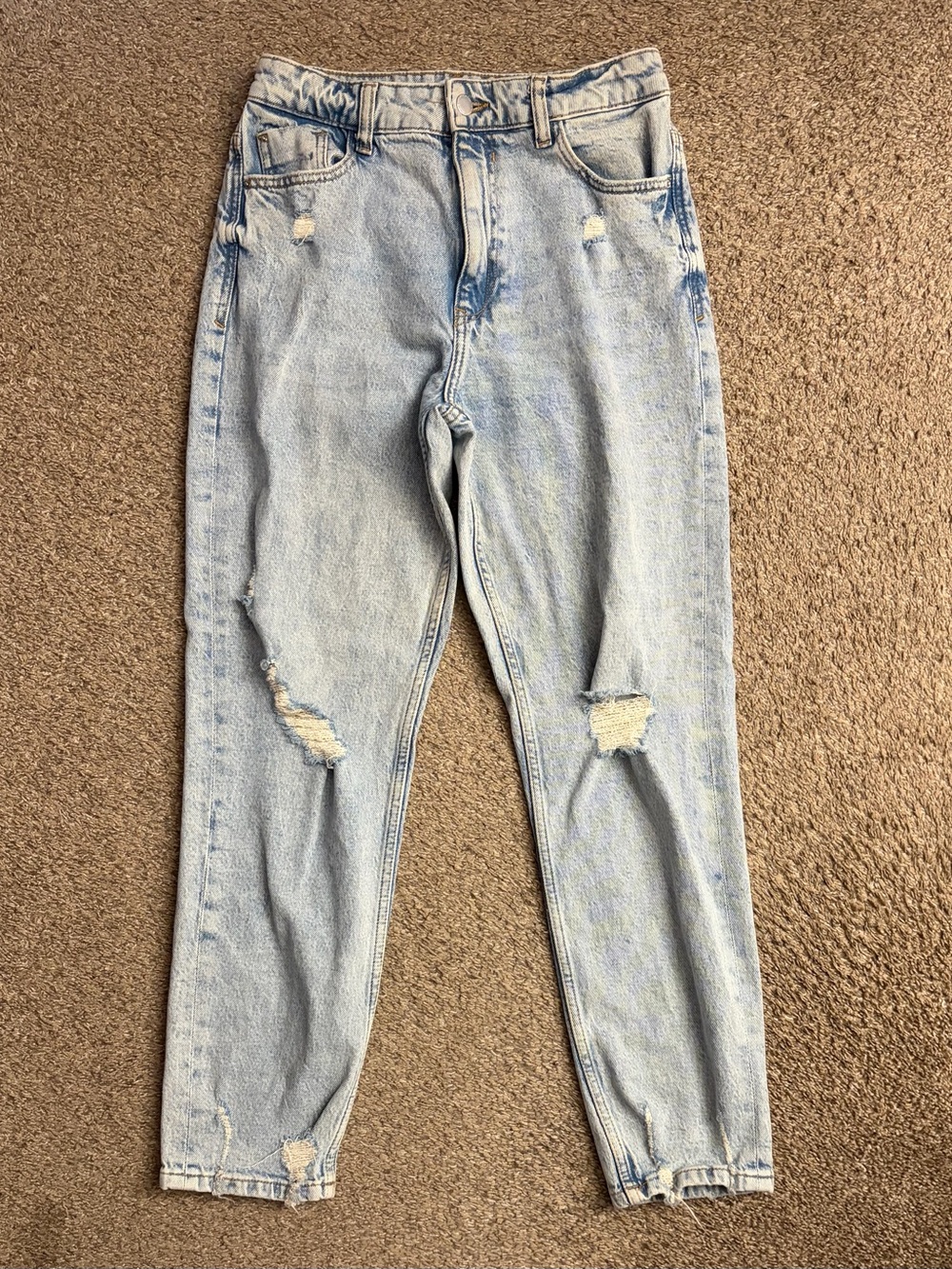 Zara Light Blue Distressed Boyfriend Jeans
